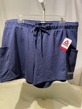 Reebok Mens/Unisex Blue Athletic Shorts with Drawstring